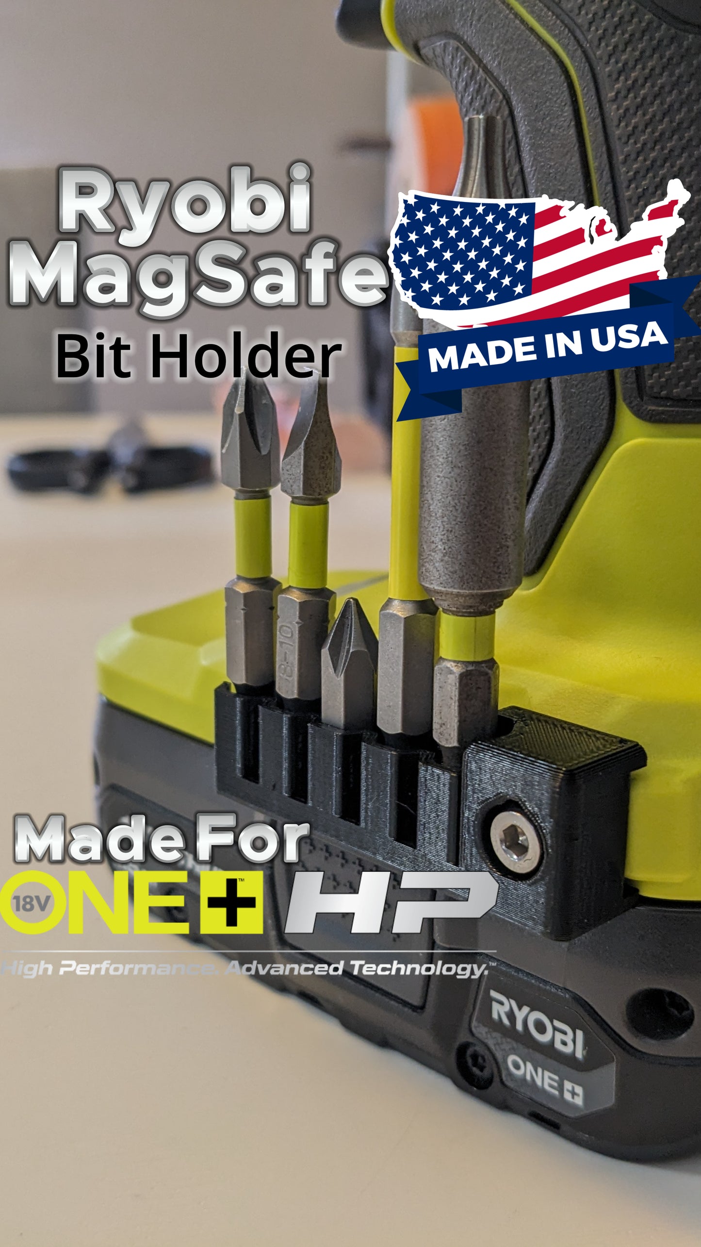 Ryobi Bit Holder/Ryobi One Plus HP Bit Clip/Ryobi One+ HP Bit Clip/Ryobi One+ hp Bit Holder - 100% Designed and Made in the USA!