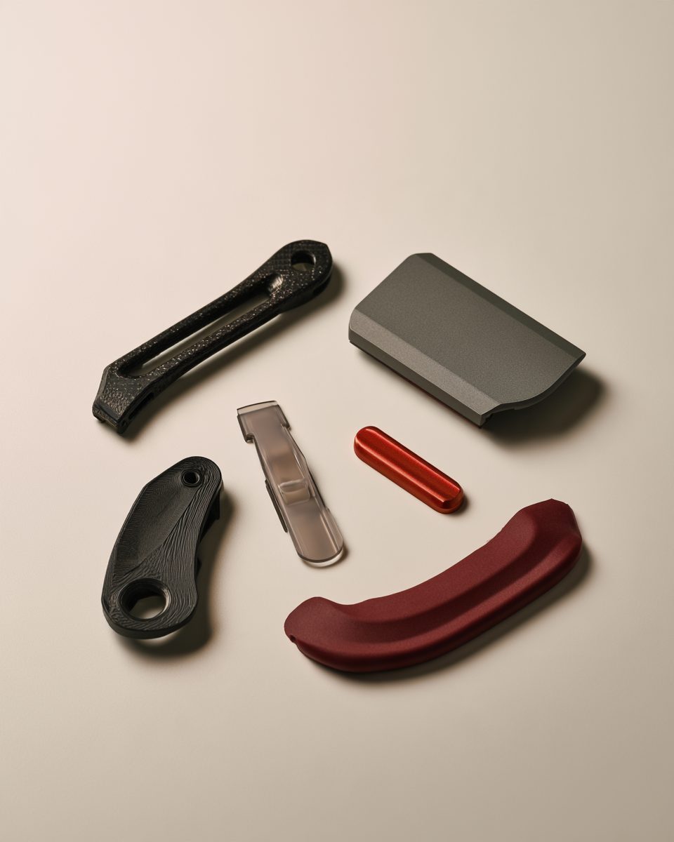 Finished FDM printed parts in several materials