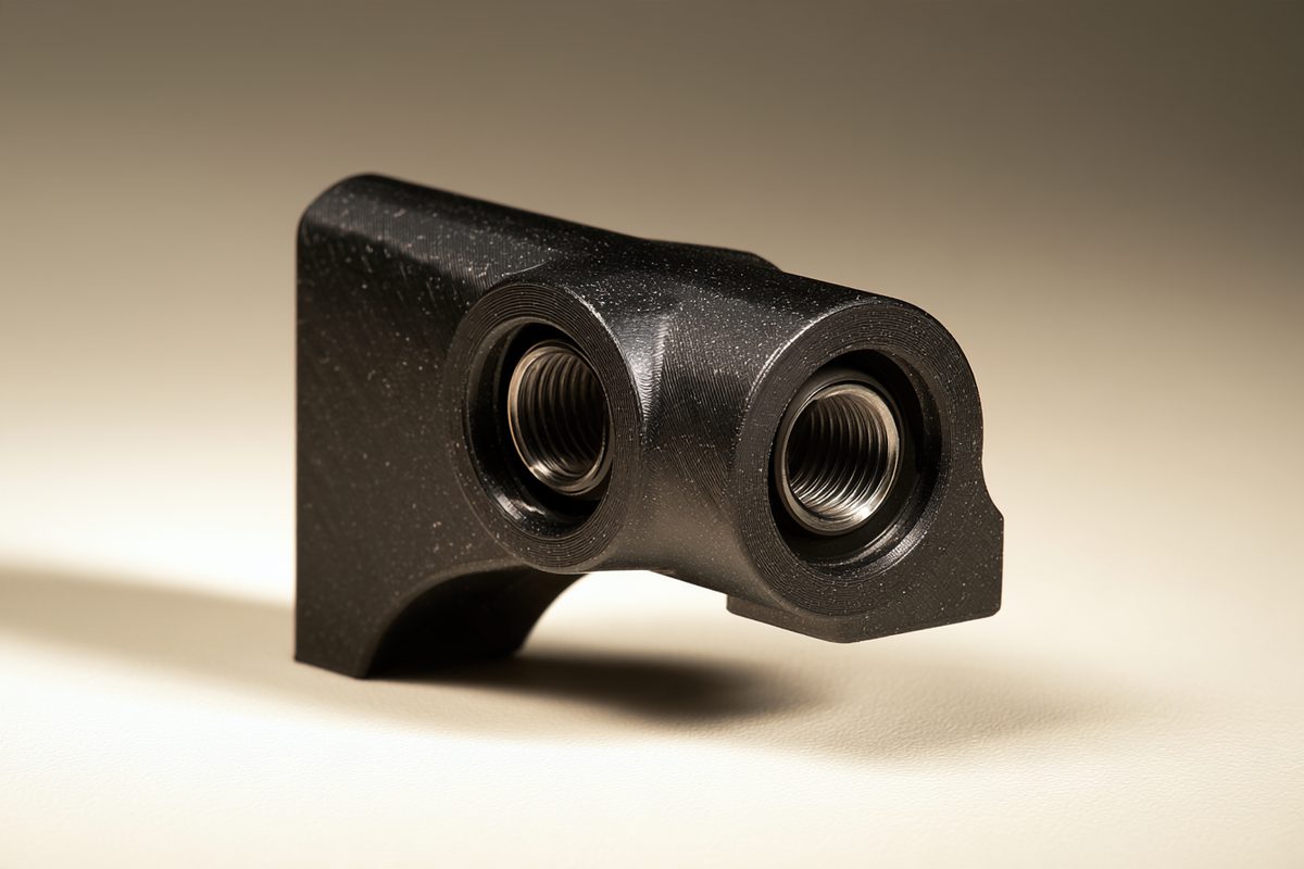 Carbon-fiber nylon gearbox mount with threaded inserts